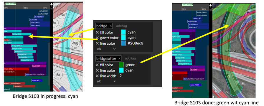 color style defenition in gantt and map view